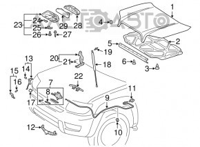 Manerul de deschidere a capotei pentru Toyota Camry v50 12-14 SUA, gri deschis.