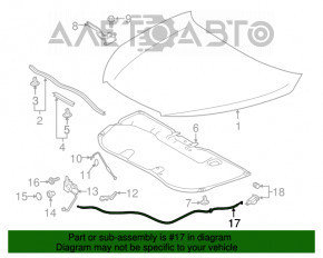 Cablu de deschidere a capotei Toyota Highlander 14-19, nou, original OEM