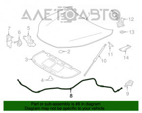 Cablu deschiderii capotei pentru Lexus NX200t NX300 NX300h 15-19 cu clema ruptă