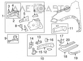 Partea din față stânga Lexus NX200t NX300 NX300h 15-21, neagră.