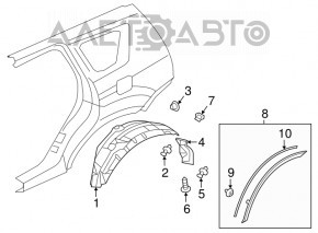 Aripa spate dreapta Mitsubishi Outlander 14-21 din plastic, partea din spate.