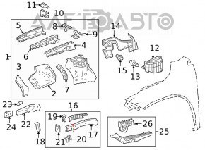 Suport aripi dreapta Lexus RX350 RX450h 16-22 nou, neoriginal