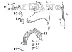 Aripa dreapta fata Toyota Highlander 20- gri, lovitura