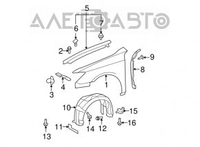 Garnitură aripă capotă - aripă stânga Lexus ES350 07-12