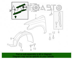 Garnitură aripă capotă - aripă dreapta Toyota Highlander 11-13