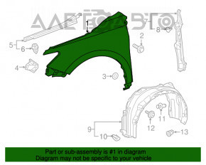 Aripa din față stânga Toyota Camry v55 15-17 SUA argintiu 1J9, tija