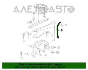 Garnitură aripă ușă-stânga Lexus ES350 07-12 pe ușă