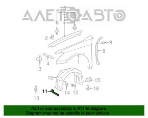 Bara noroiului din fața aripioarei dreapta Lexus ES350 07-09