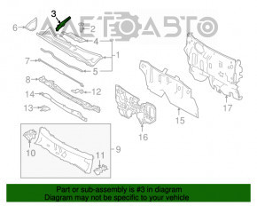 Garnitura grilei stergatoarelor dreapta Lexus NX200t NX300 NX300h 15-18