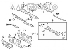 Уплотнитель решетки дворников правый Toyota Camry v50 12-14 usa