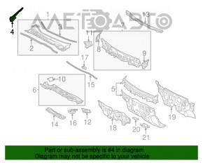 Garnitura de etanșare a ștergătoarelor de pe grilă, dreapta, Toyota Sienna 11-20, nouă, originală OEM.