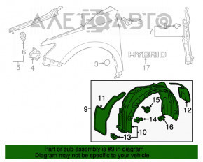 Aripa fata stanga Toyota Camry v55 15-17 SUA