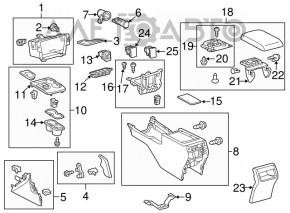 Capacul consolei centrale dreapta Toyota Camry v50 12-14 SUA gri.