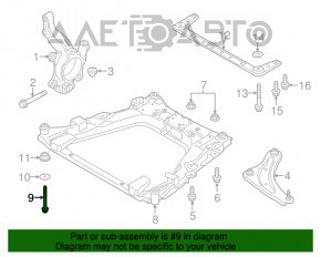 Șuruburile de fixare a suportului de subrame frontală, set de 4 bucăți, pentru Nissan Leaf 11-17