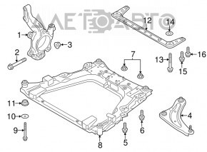 Șuruburile de fixare a suportului de subrame frontală, set de 4 bucăți, pentru Nissan Leaf 11-17