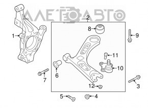 Maneta inferioară frontală stângă Hyundai Sonata 15-17, metal, silentios rupt.