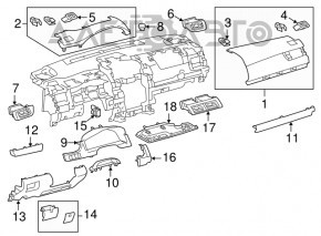 Capacul panoului frontal stânga superior Toyota Camry v50 12-14 SUA negru