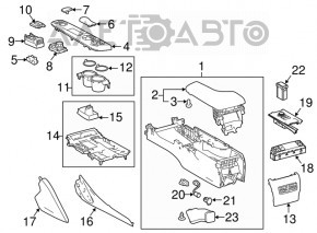 Capacul consolei centrale stânga laterală Toyota Highlander 20-22 piele gri, zgârieturi