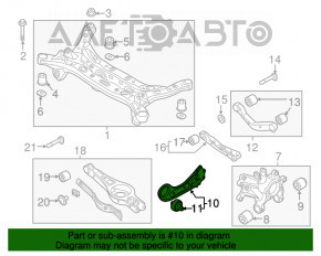 Maneta longitudinală spate dreapta pentru Hyundai Sonata 15-19 are silentblocul rupt.