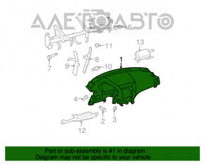 Torpedo cu airbag frontal pentru Toyota Highlander 08-13, negru, zgâriat, ușor șifonat