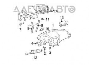 Torpedo cu airbag frontal pentru Toyota Highlander 08-13, negru, zgâriat, ușor șifonat