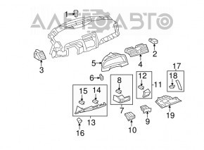 Capacul torpedoului pentru genunchii șoferului Toyota Camry v40 gri, tip 2, zgârieturi, lipsă capac.