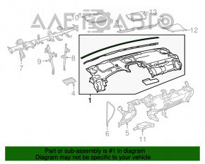 Panoul frontal cu AIRBAG pentru Lexus NX300 NX300h 18-21, piele neagră cu inserții bej.