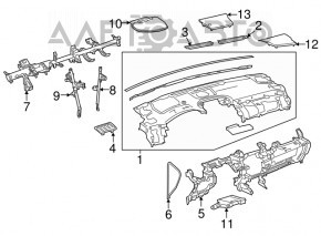 Panoul frontal cu AIRBAG pentru Lexus NX300 NX300h 18-21, piele neagră cu inserții bej.