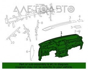 Panoul frontal fără AIRBAG Toyota Highlander 20-22 negru fără proiecție