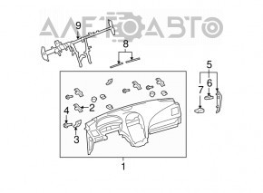 Panoul frontal al torpilei fără AIRBAG pentru Lexus ES350 07-12, negru