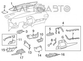 Консоль центральная перед Toyota Prius 50 16- черн с белым