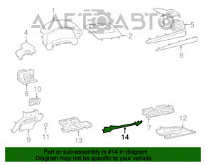 Capacul sub panoul frontal central Lexus CT200h 11-17 negru.