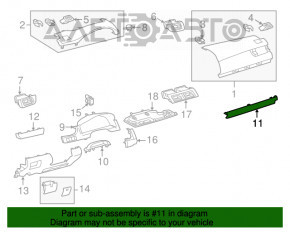 Inserție panou frontal dreapta Toyota Camry v50 12-14 SUA sub lemn gri, zgârieturi