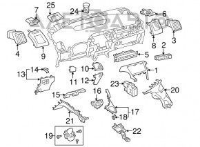 Capacul genunchiului șoferului Toyota Prius 30 10-15 gri închis, zgârieturi