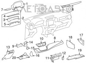 Capacul genunchiului șoferului Toyota Rav4 13-18 negru