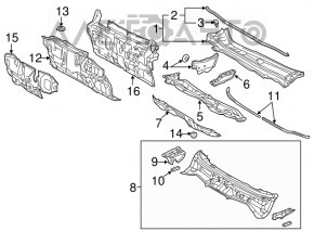 Поддон дворников металл Lexus ES300h ES350 13-18