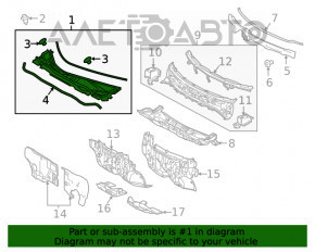 Grila stergatoarelor din plastic pentru Lexus RX350 RX450h 16-22 fără încălzire parbrizului