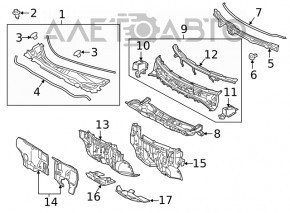 Grila stergatoarelor din plastic pentru Lexus RX350 RX450h 16-22 fără încălzire parbrizului