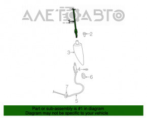 Antena de ștap pentru Jeep Compass 11-16, față.