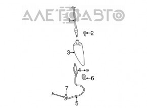 Antena de ștap pentru Jeep Compass 11-16, față.