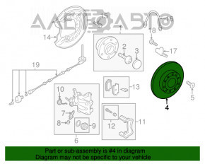 Placă de frână spate dreapta VW Passat b8 16-19 USA 272/10mm