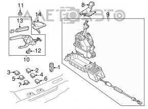 Ручка КПП с накладкой шифтера VW Passat b8 16-19 16- USA кожа черная, глянцевая накладка, под start-stop, царапины