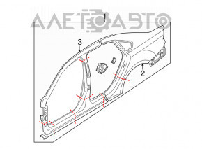 Bara centrală stânga a caroseriei VW Passat b7 12-15 SUA albă pe caroserie, lovituri