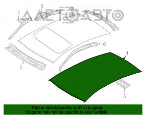 Acoperiș metalic VW Passat b8 16-19 SUA fără trapă, pe caroserie, lovitură.