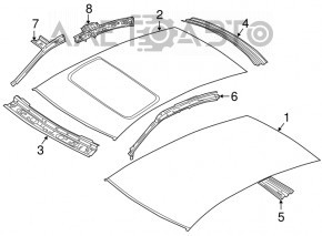 Крыша металл VW Passat b8 16-19 USA без люка, на кузове, вмятинка