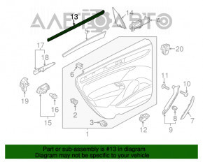 Уплотнитель стекла внутренний двери задний левый VW Passat b8 16-19 USA