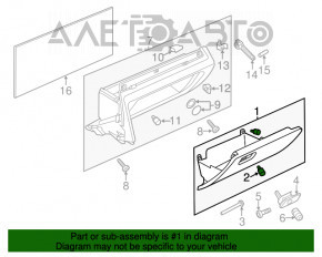 Перчаточный ящик, бардачок VW Passat b7 12-15 USA черн, царапины, слом креп