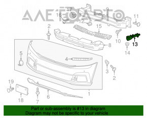 Крепление переднего бампера левое VW Passat b8 16-19 USA OEM