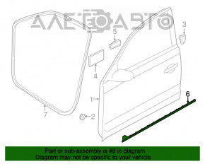 Уплотнитель двери передней левой VW Passat b8 16-19 USA нижний