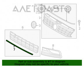 Молдинг центральной решетки переднего бампера VW Passat b8 16-19 USA